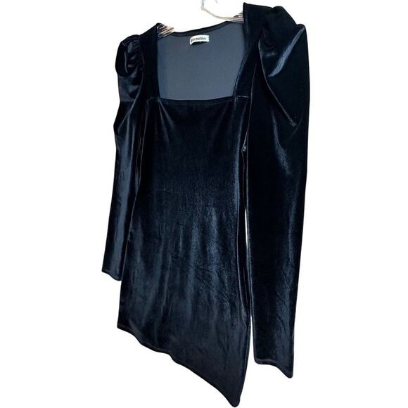 Reformation Lunar Square Neck Puff Sleeve Black Velvet Rebel Chic Mini Dress M - Picture 4 of 16